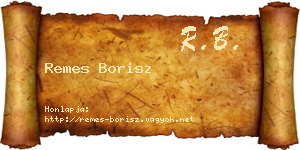 Remes Borisz névjegykártya